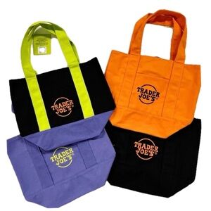 NWT Set of 4 Limited Edition 2025 Trader Joe’s Mini Canvas Tote Bag🎃